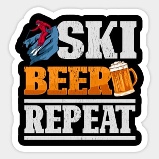 Funny Ski Beer Repeat Skiing & Skiers Sticker